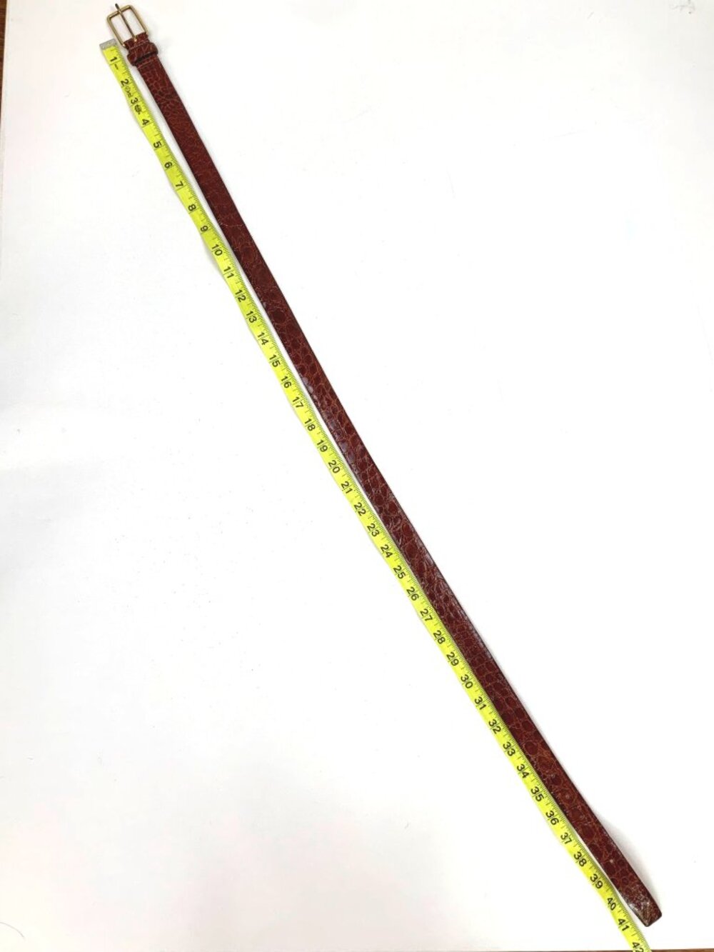 Genuine Alligator Men's Brown Belt with Gold-Tone Buckle Sz 36 - Picture 5 of 16